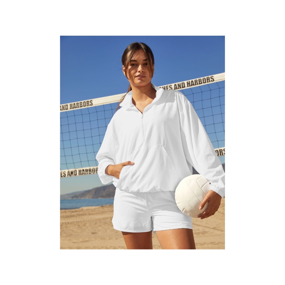 Beyond Yoga Half Zip Pullover - White Size Small